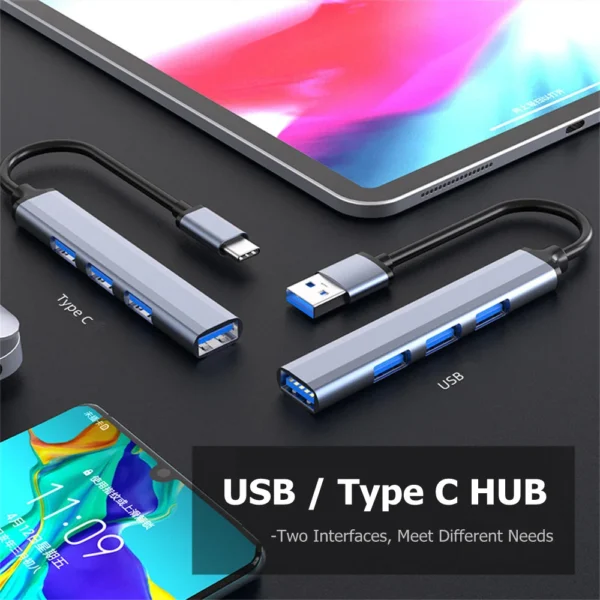 H5f722354650840098b170346553837b0j.webp USB Type C HUB 3.0 3.1 4 Port Multi USB Splitter Adapter OTG For HUAWEI Xiaomi Lenovo Macbook PC Computer Accessories