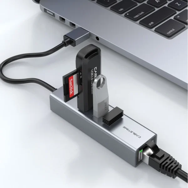 Hae91e6d536e14f77ba0725878016f3cbA.webp CABLETIME USB 3.0 Gigabit Ethernet Adapter RJ45 1000Mbps Network Card with 3-Port USB Hub for MacBook And Laptop Computers