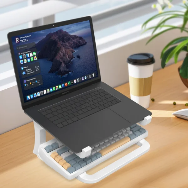 S1f67cc7e468344468e7eb28fcdc8db5ak.webp Ergonomic laptop stand with keyboard stand - portable desktop lift, suitable for MacBook, PC, tablet - sturdy