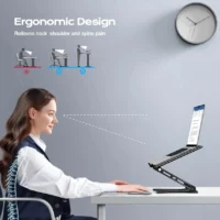 S2523ea6625af4fab87a4f6335aad3c8fZ.webp Phone Tablet Stand Adjustable Aluminum Alloy laptop Tablet up to 17 "Laptop Portable Folding stand Cooling stand support
