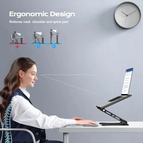 S2523ea6625af4fab87a4f6335aad3c8fZ.webp Phone Tablet Stand Adjustable Aluminum Alloy laptop Tablet up to 17 "Laptop Portable Folding stand Cooling stand support