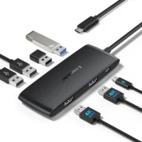 Lemorele 4K USB-C Hub 7 Ports Docking Station USB Hub Adapter USB C to Dual HDMI 4K@60Hz for Windows MacBook Air Laptop
