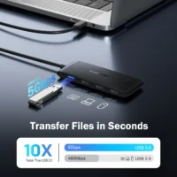 Lemorele 4K USB-C Hub 7 Ports Docking Station USB Hub Adapter USB C to Dual HDMI 4K@60Hz for Windows MacBook Air Laptop