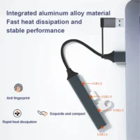 S3c96e9ede21d4653b1466b4db53b3a1fD.webp USB C Hub USB Hub 3.0, Aluminum 4 in 1 USB Extender, USB Splitter with USB 3.0, 3 X USB 2.0 and 1 USB C Ports USB Distributor