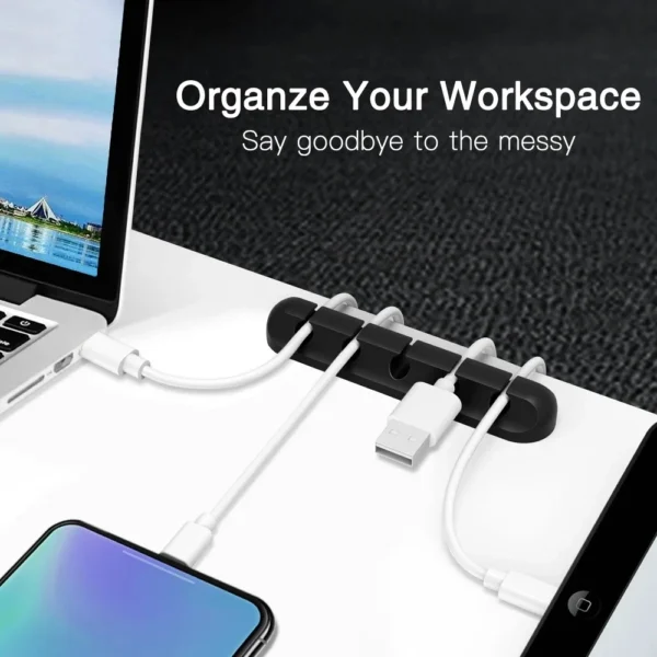 S3faab0742c064e1091117058eff54326N.webp 1 Set Silicone USB Cable Organizer USB Charging Cable Winder Desktop Tidy Management Clips Cable Holder For Mouse earphone Accessories