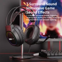 Lenovo Over-Ear Headphones with Microphone, Gaming Headphones with Rgb Lighting, Cool Lights, Suitable for Desktop Computers and Laptops