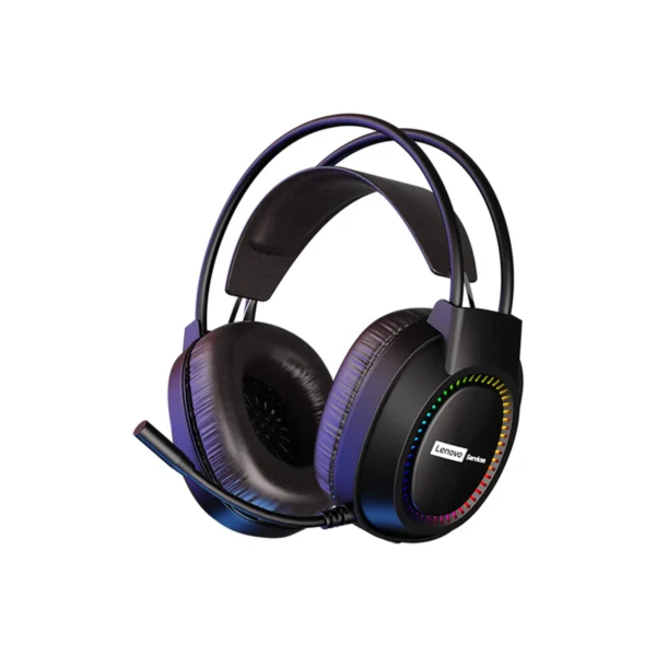 Lenovo Over-Ear Headphones with Microphone, Gaming Headphones with Rgb Lighting, Cool Lights, Suitable for Desktop Computers and Laptops