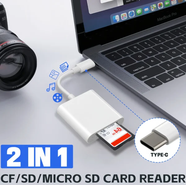 USB C SD Card Reader, Type C SD Card Reader, Supports SD and MicroSD Memory Card Adapters