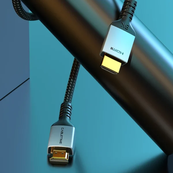 S907c3af6b7fa4905ab1ce54beb5d63a5o.webp CABLETIME HDMI2.1 Cable Ultra High-speed 8K 60Hz 4K 120Hz 48Gbps for PS5 PS4 8K 2.1 4K 2.0 HDMI-Compatible Splitter Cables