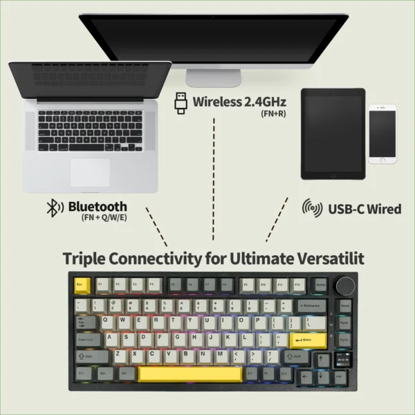 S9ded085790f0404ba1b88814f88a8b04P.webp Ajazz AK820 Pro 75% Gasket-mounted Bluetooth 5.1/2.4G Wireless/Wired Mechanical Keyboard with TFT Screen for Mac/Win