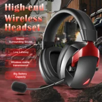 Wireless Gaming Headset with Detachable Noise Cancelling Microphone,2.4G Bluetooth-USB-3.5mm Wired Jack 3 Modes for Multi-device