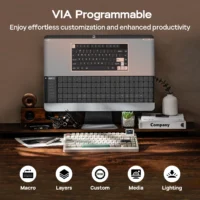 EPOMAKER RT82 QMK/VIA 75% US QWERTY Layout Hot-Swap Gasket Wired/BT 5.0/2.4GHz Wireless Mechanical Keyboard with LCD Screen