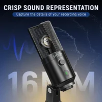 FIFINE USB Streaming Microphone with Pop Filter,Condenser Mic Set with Tap-to-Mute&Vol Control for PC,Recording,YouTube-K669PRO1
