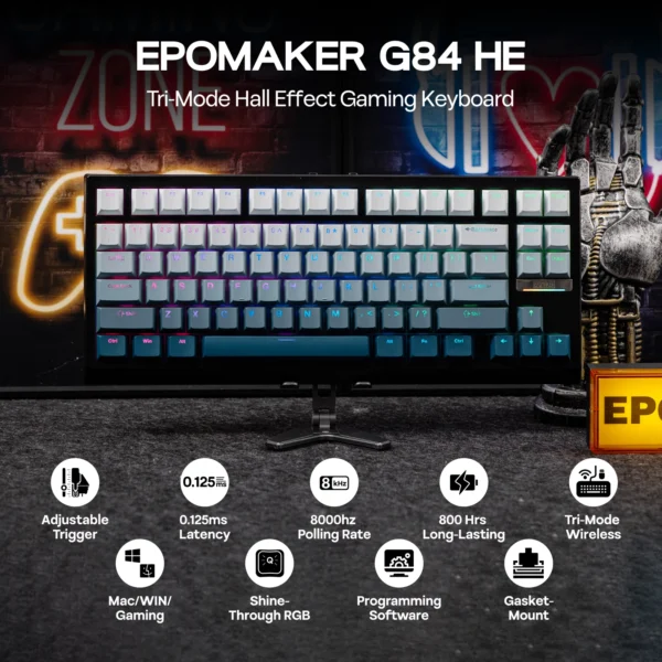 Scec7838ec23c4e05840d65e3fa7565cdJ.webp EPOMAKER G84 HE 75% ANSI US Layout Gasket Wired/BT/2.4Ghz Wireless Hall Effect Magnetic Mechanical Keyboard 8K Polling & 8000mAh