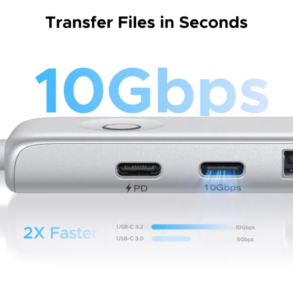 UGREEN 5-in-1 USB HUB Type-C to 4K60Hz HDMI USB3.2 Gen2 10Gbps Data Transfer USB2.0 PD100W for Laptop MacBook Samsung HP Dell