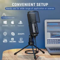 FIFINE USB Streaming Microphone with Pop Filter,Condenser Mic Set with Tap-to-Mute&Vol Control for PC,Recording,YouTube-K669PRO1