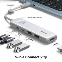 UGREEN 5-in-1 USB HUB Type-C to 4K60Hz HDMI USB3.2 Gen2 10Gbps Data Transfer USB2.0 PD100W for Laptop MacBook Samsung HP Dell