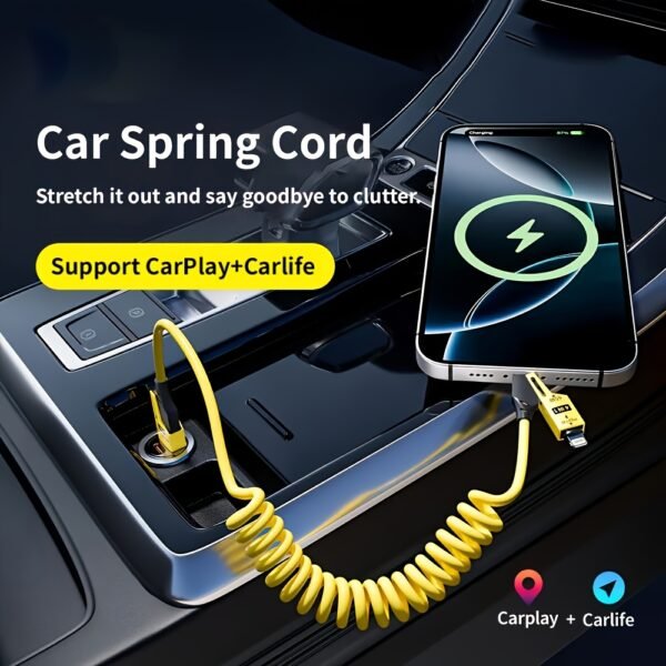 65W Multi-Connector 4-in-1 Spring-Style Fast-Charging Data Cable – 149.35cm
