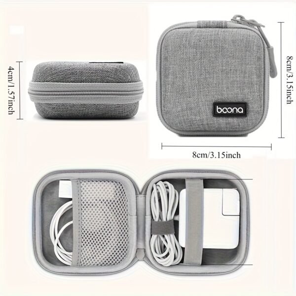 Portable EVA Charger & Cable Organizer Case with Oxford Fabric Exterior for Apple Accessories