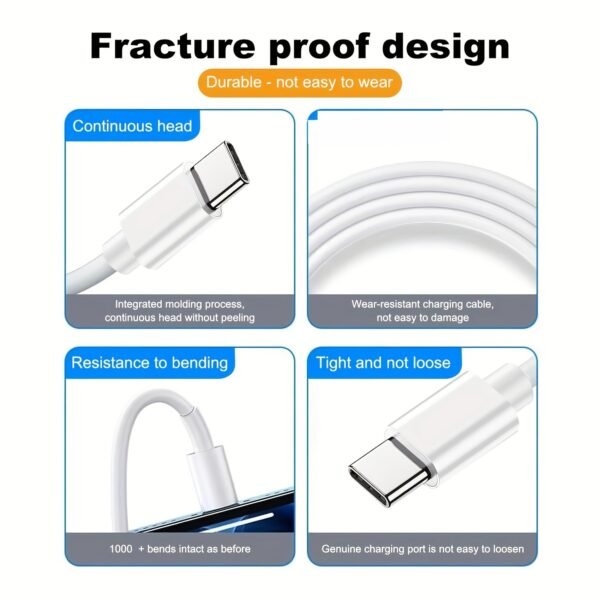 60W USB-A to USB-C Fast-Charging Cable in 3FT, 6FT & 10FT Lengths