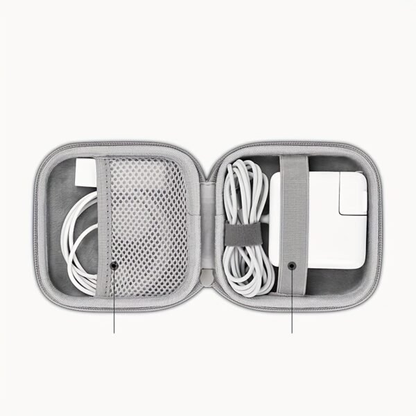 Portable EVA Charger & Cable Organizer Case with Oxford Fabric Exterior for Apple Accessories